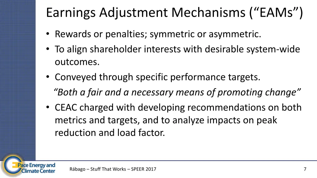 earnings adjustment mechanisms eams