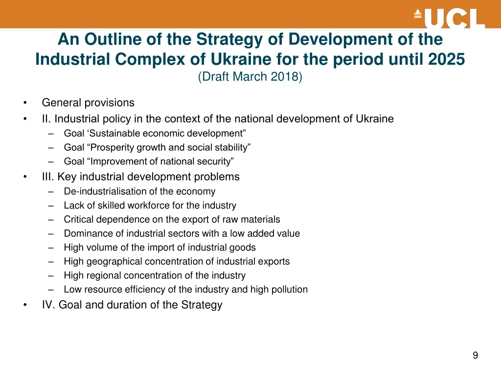 an outline of the strategy of development