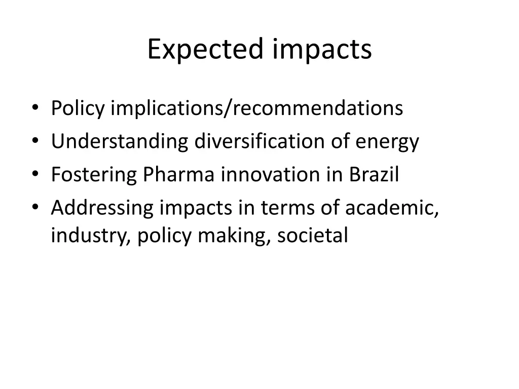 expected impacts