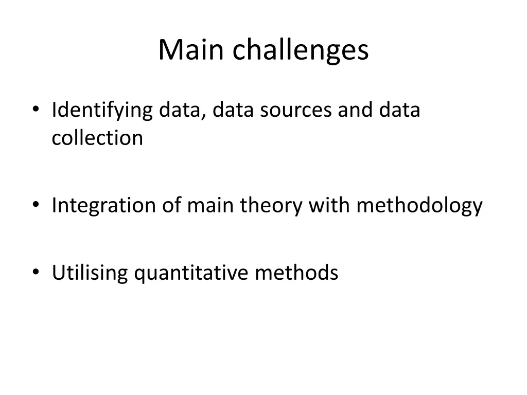 main challenges