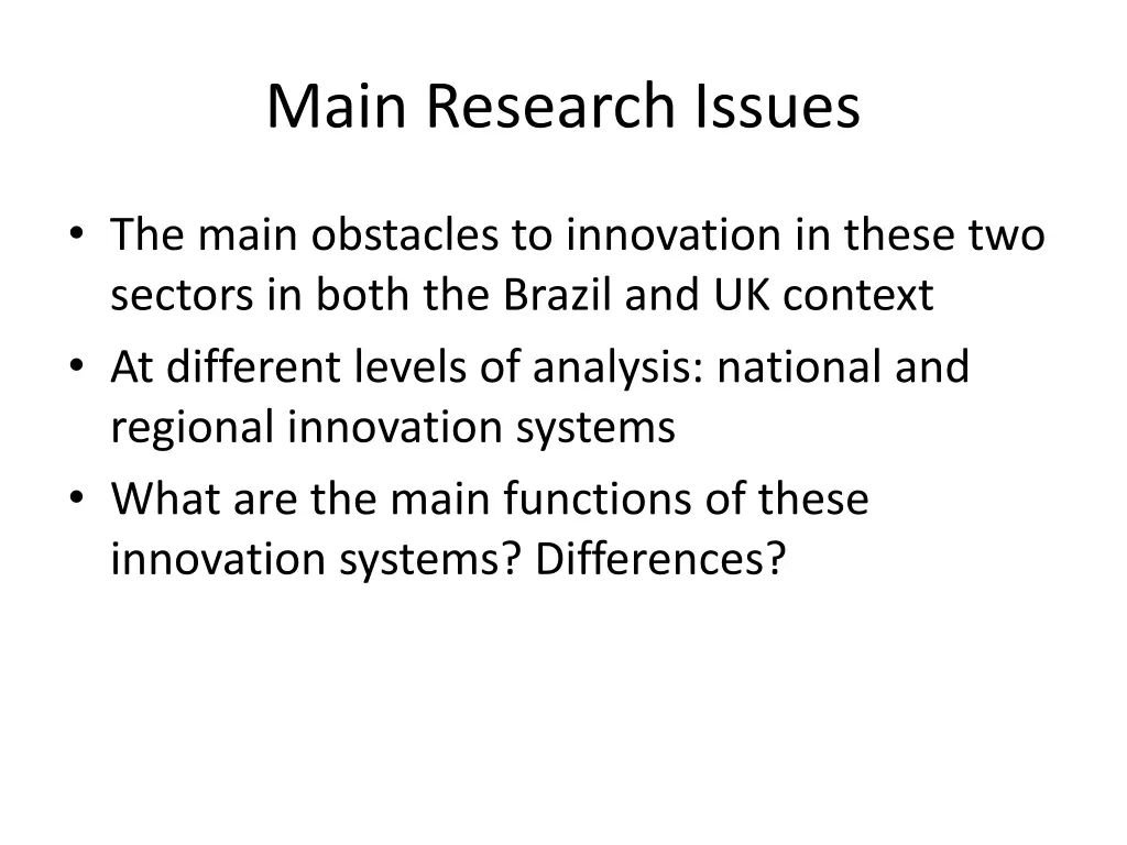 main research issues