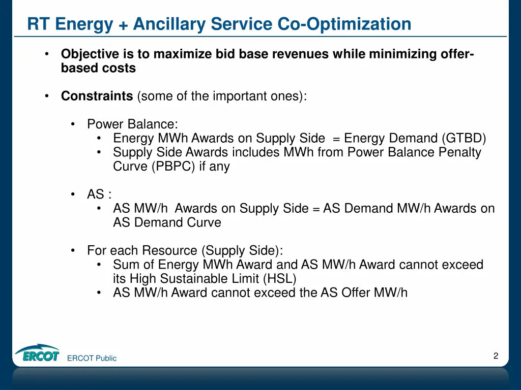 rt energy ancillary service co optimization