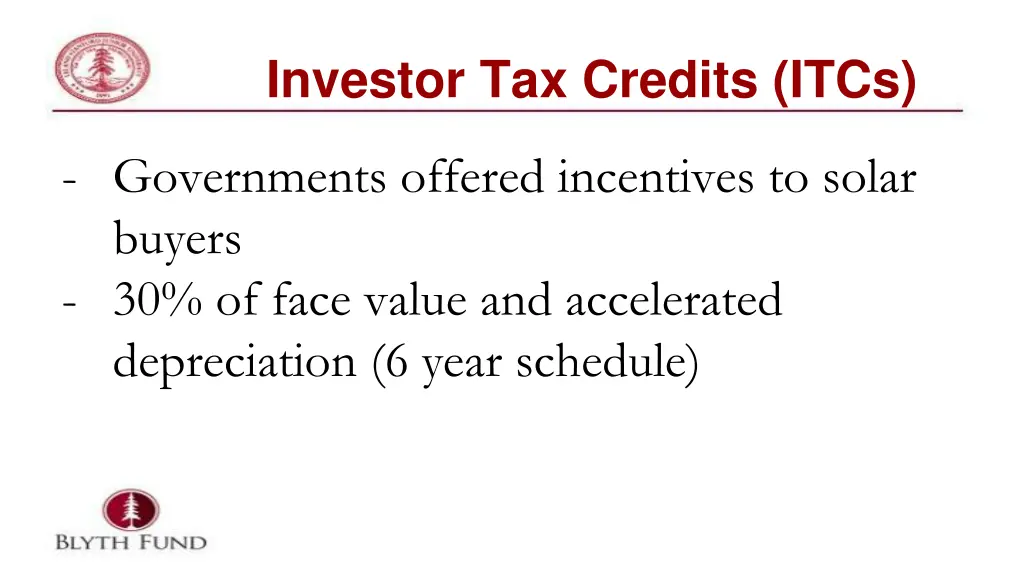 investor tax credits itcs
