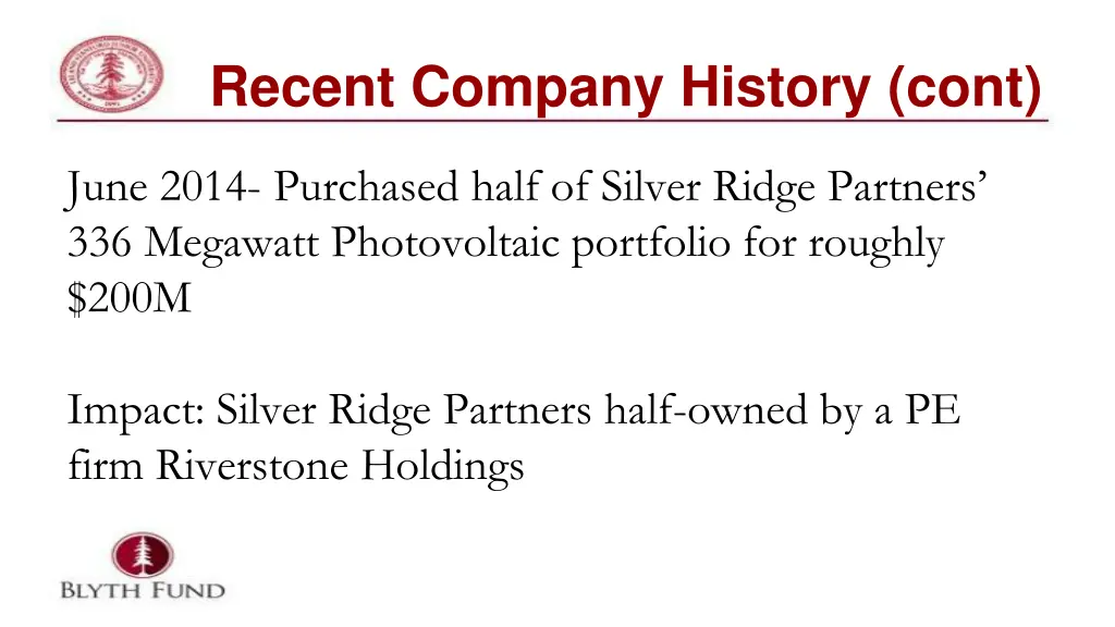 recent company history cont