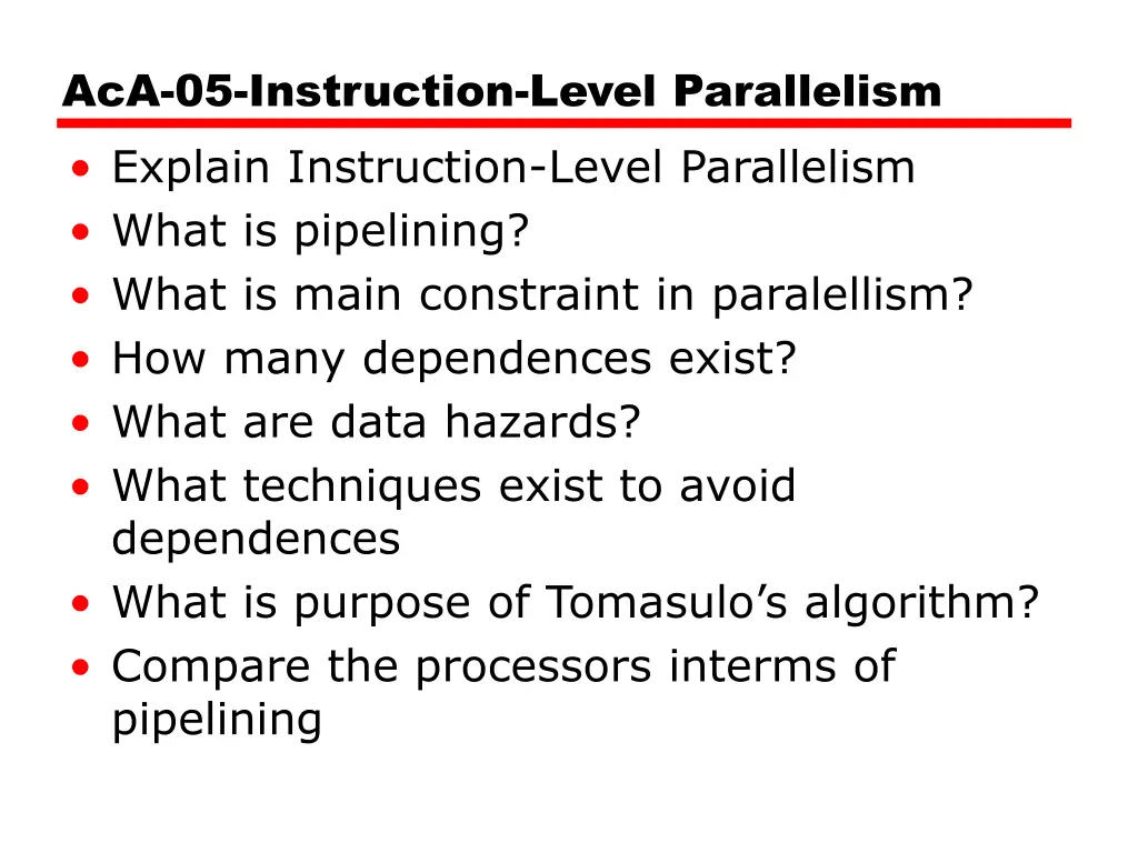 aca 05 instruction level parallelism explain