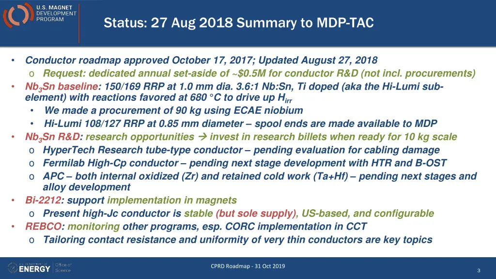 status 27 aug 2018 summary to mdp tac