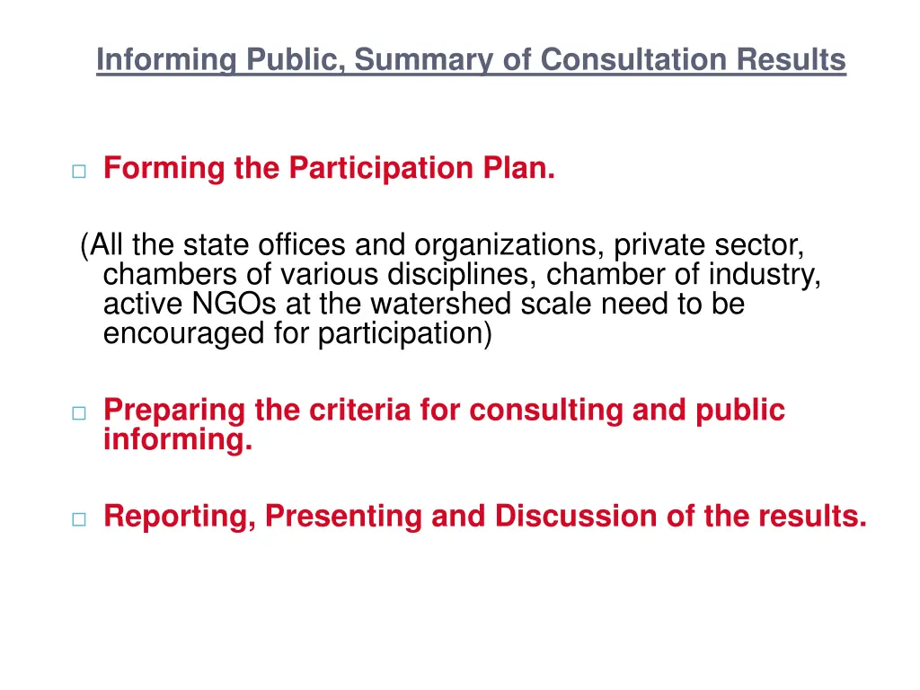informing public summary of consultation results