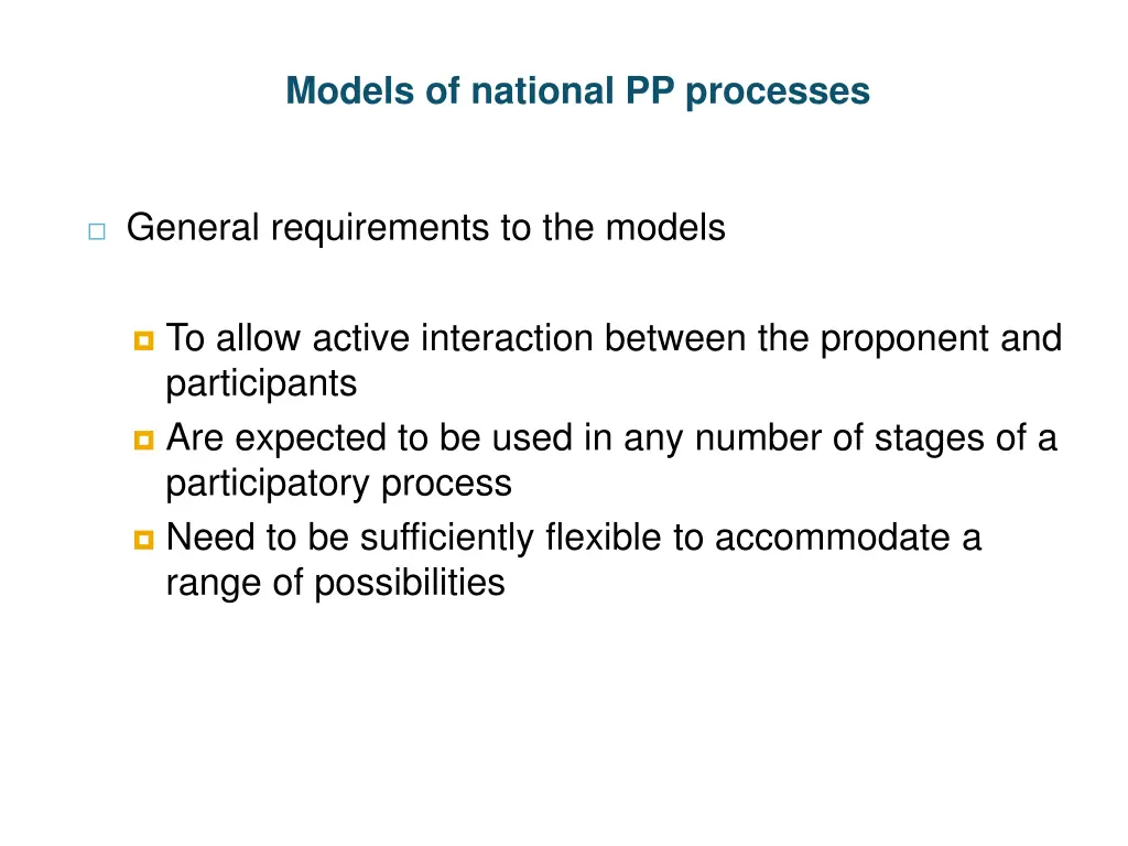 models of national pp processes