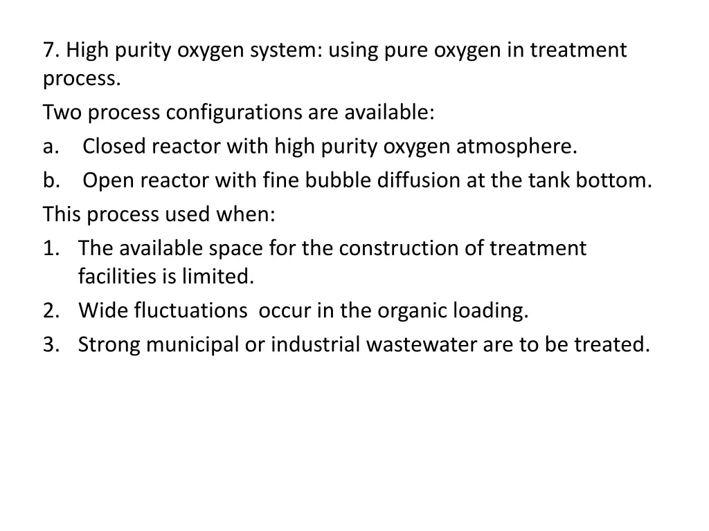 7 high purity oxygen system using pure oxygen