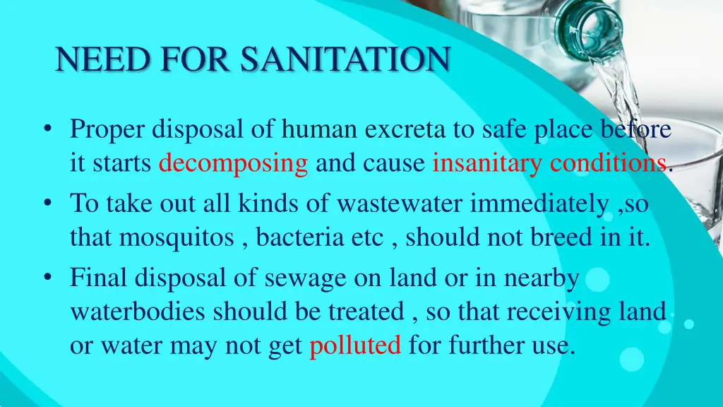 need for sanitation