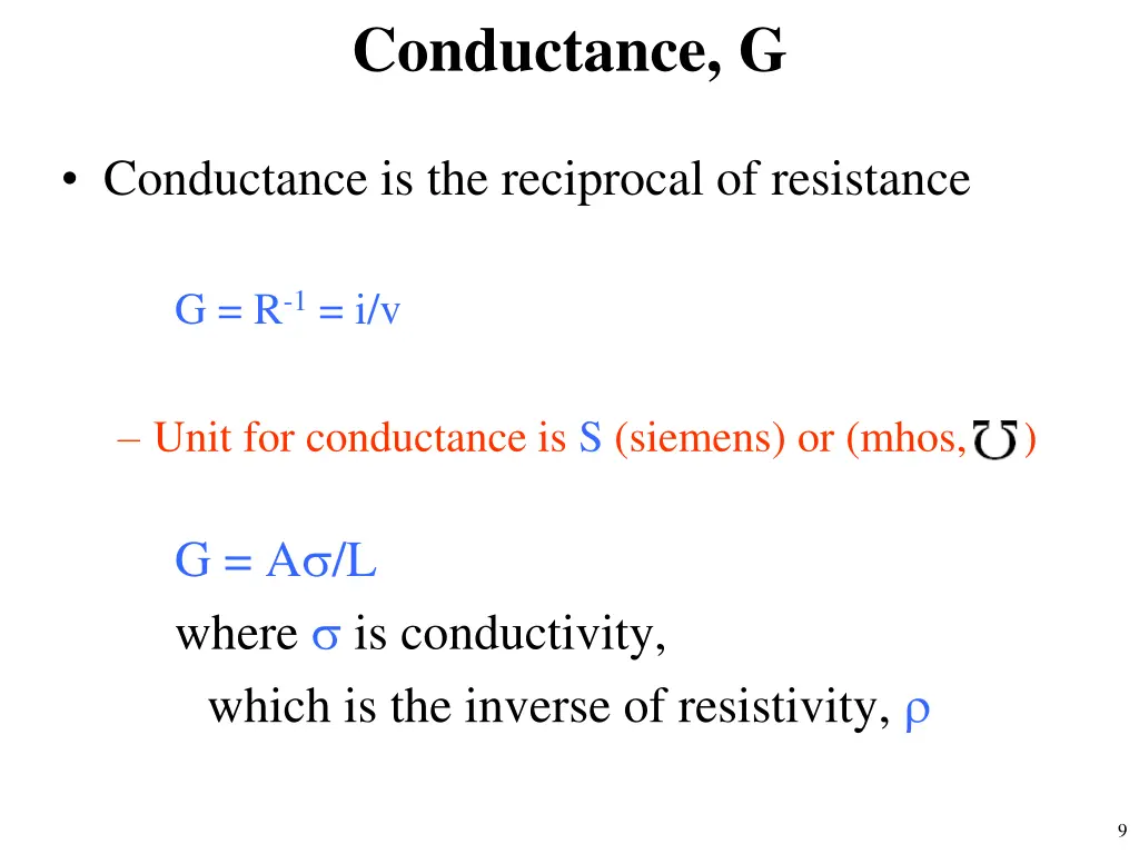 conductance g