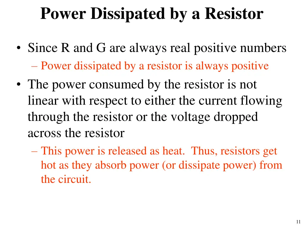 power dissipated by a resistor 1