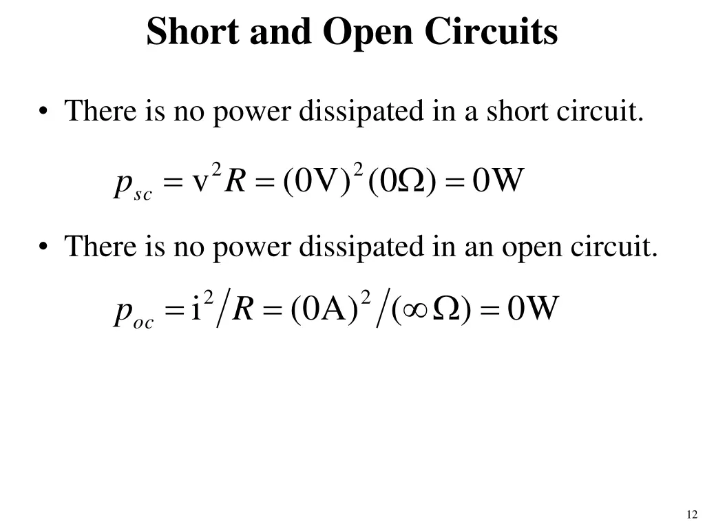 short and open circuits