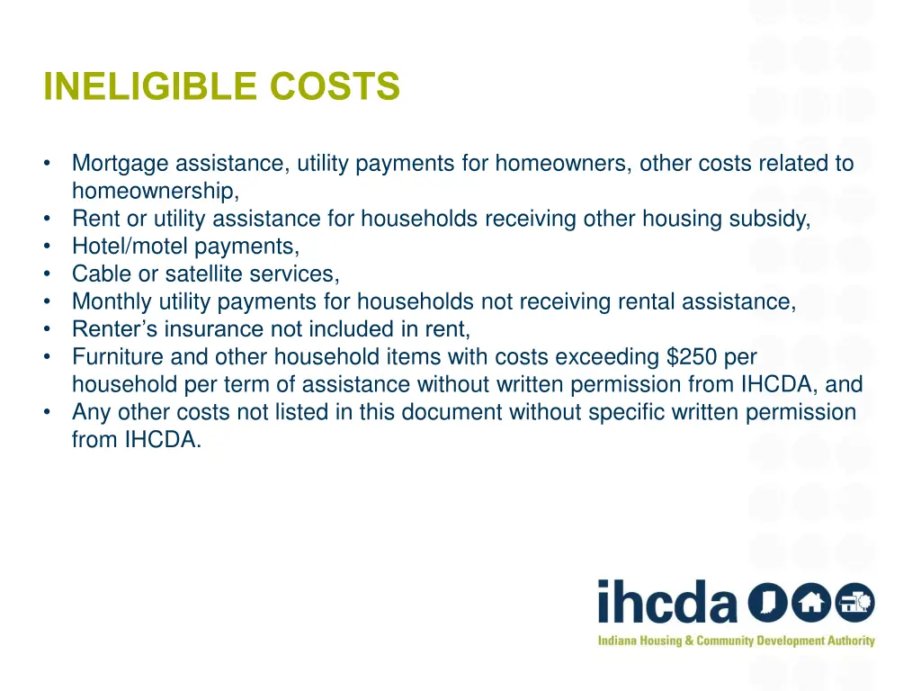 ineligible costs