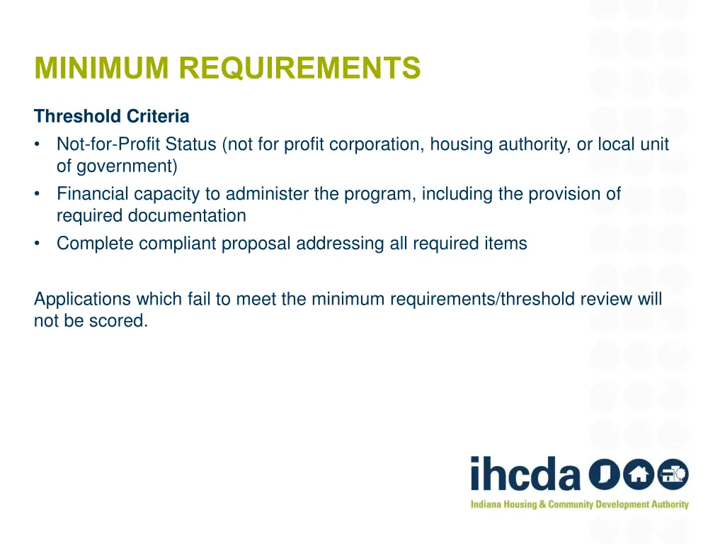 minimum requirements