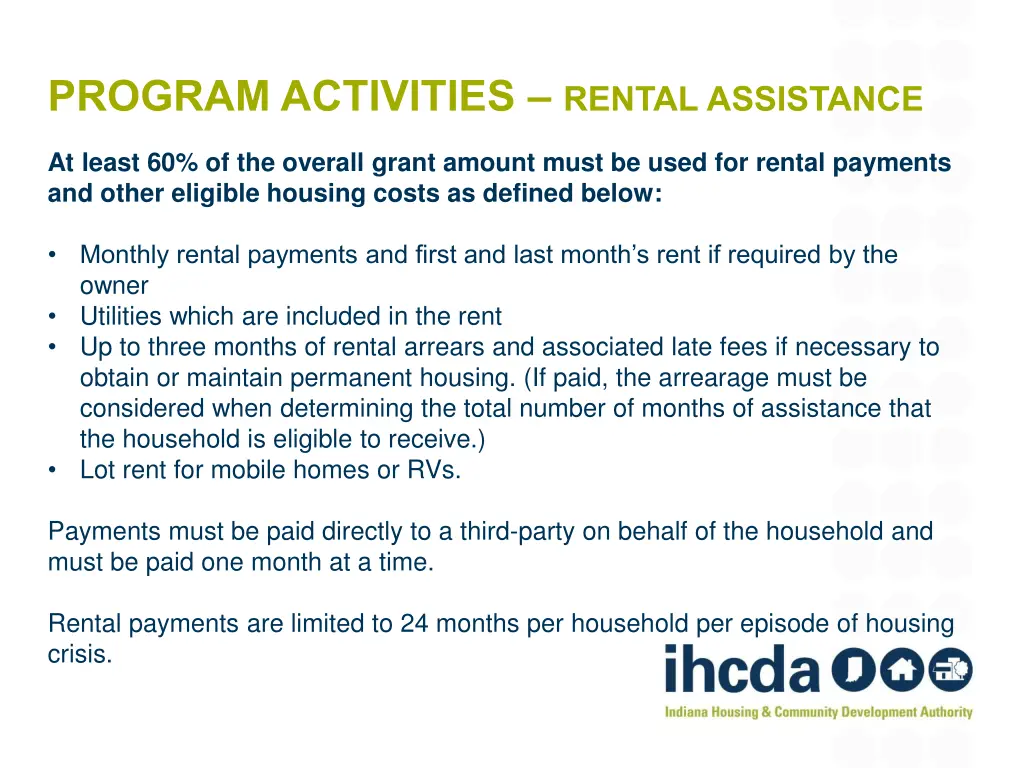 program activities rental assistance