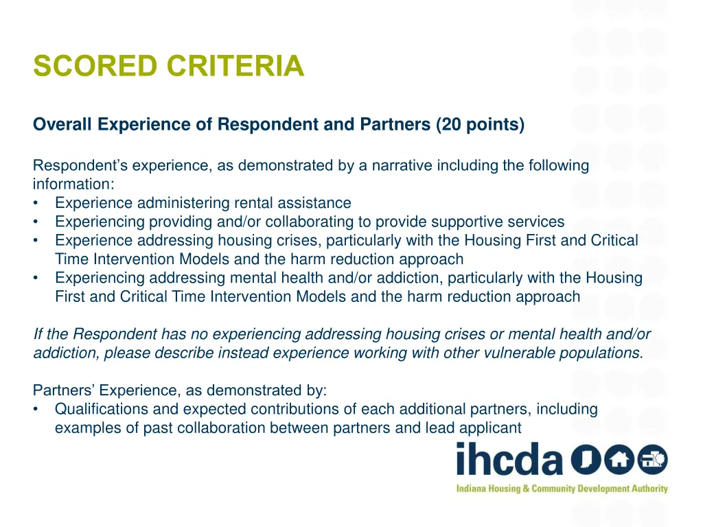 scored criteria