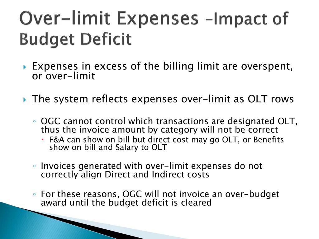 expenses in excess of the billing limit