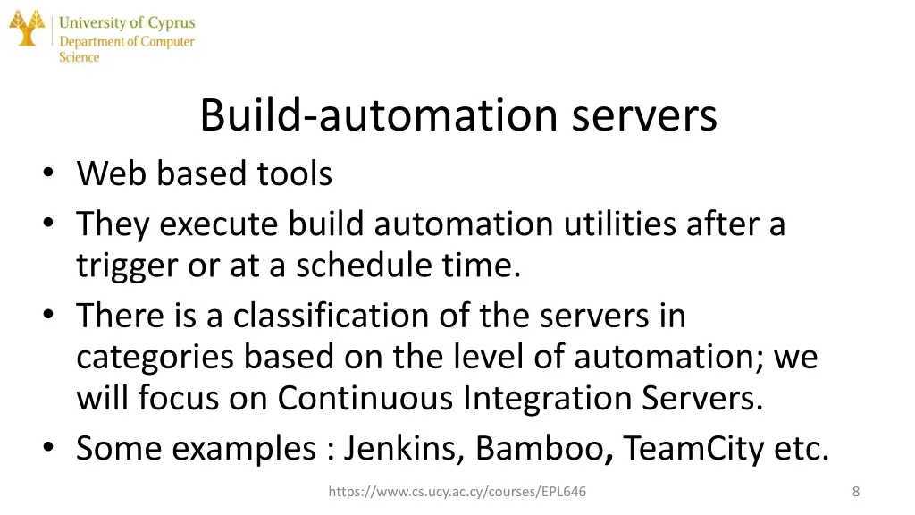 build automation servers web based tools they