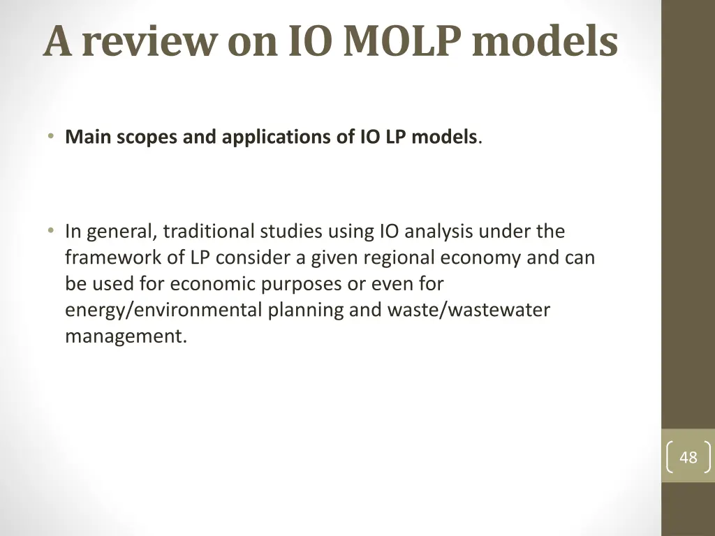 a review on io molp models