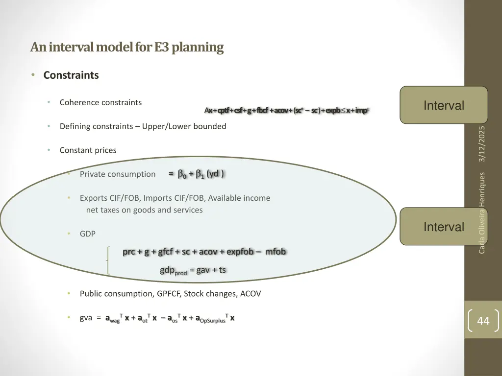 an interval model for e3 planning 1