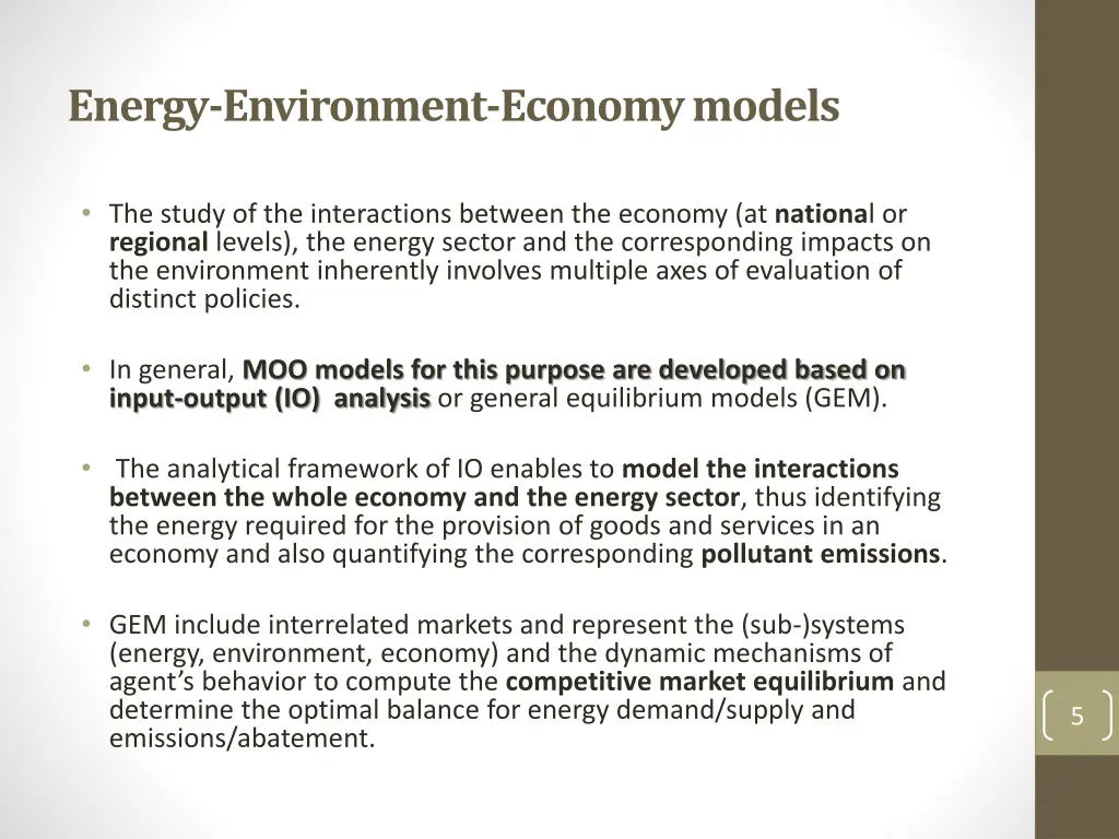 energy environment economy models