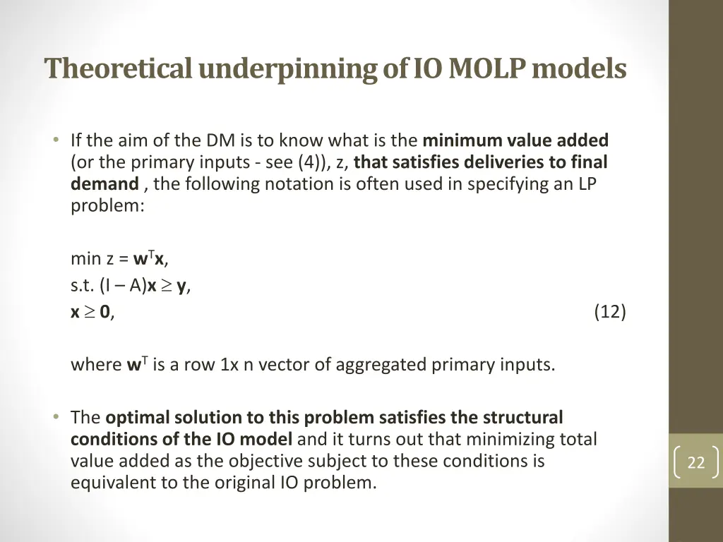 theoretical underpinning of io molp models 3