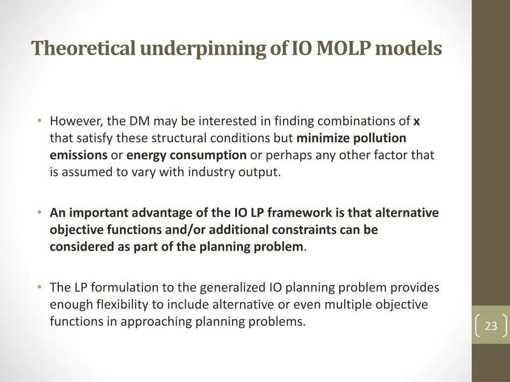 theoretical underpinning of io molp models 4