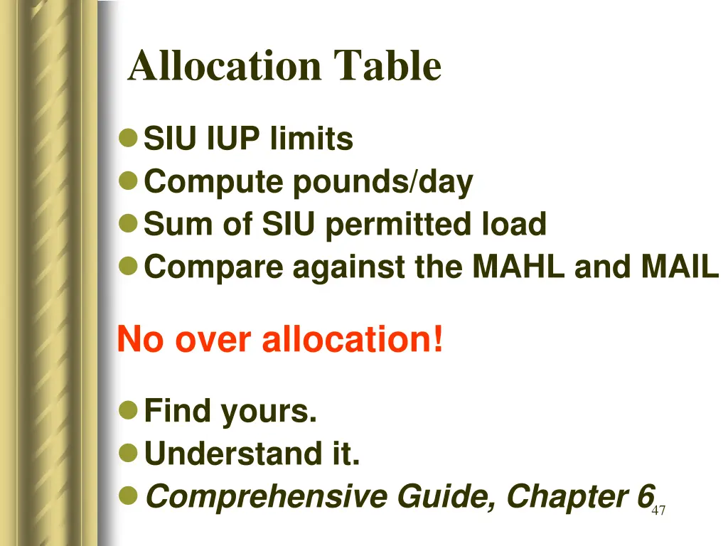 allocation table