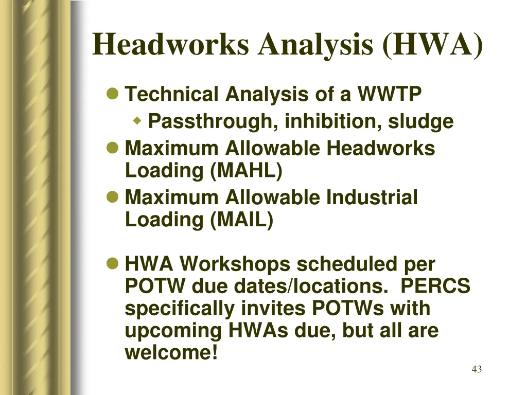 headworks analysis hwa 1