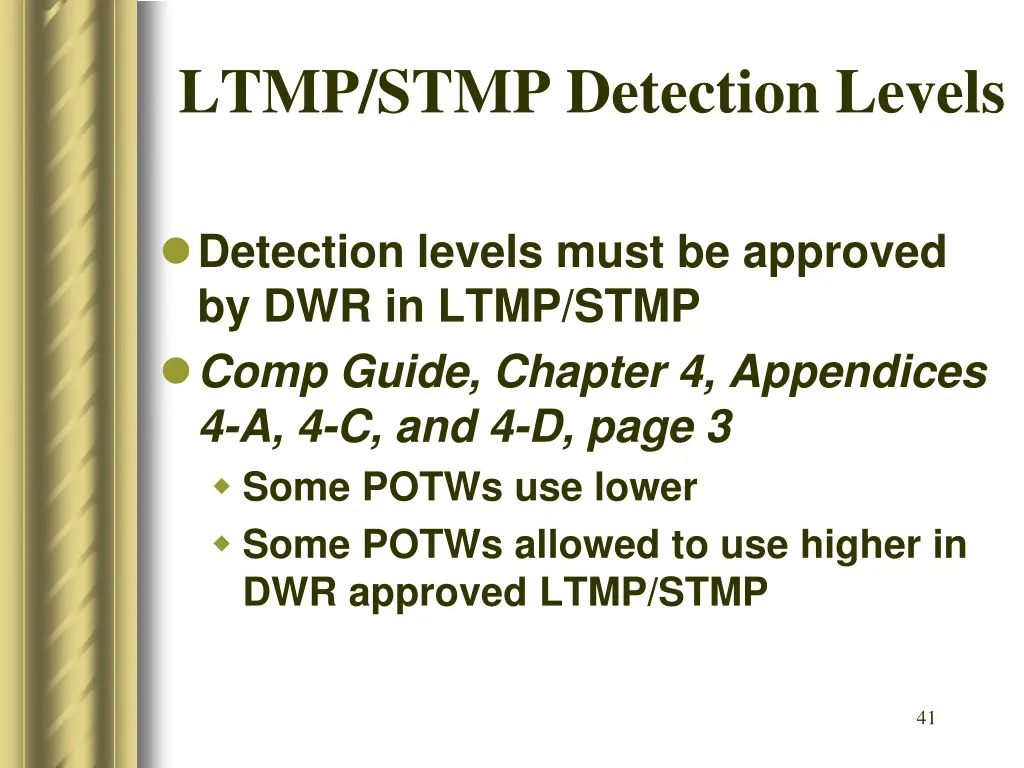 ltmp stmp detection levels