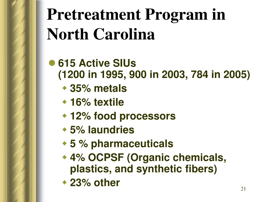 pretreatment program in north carolina