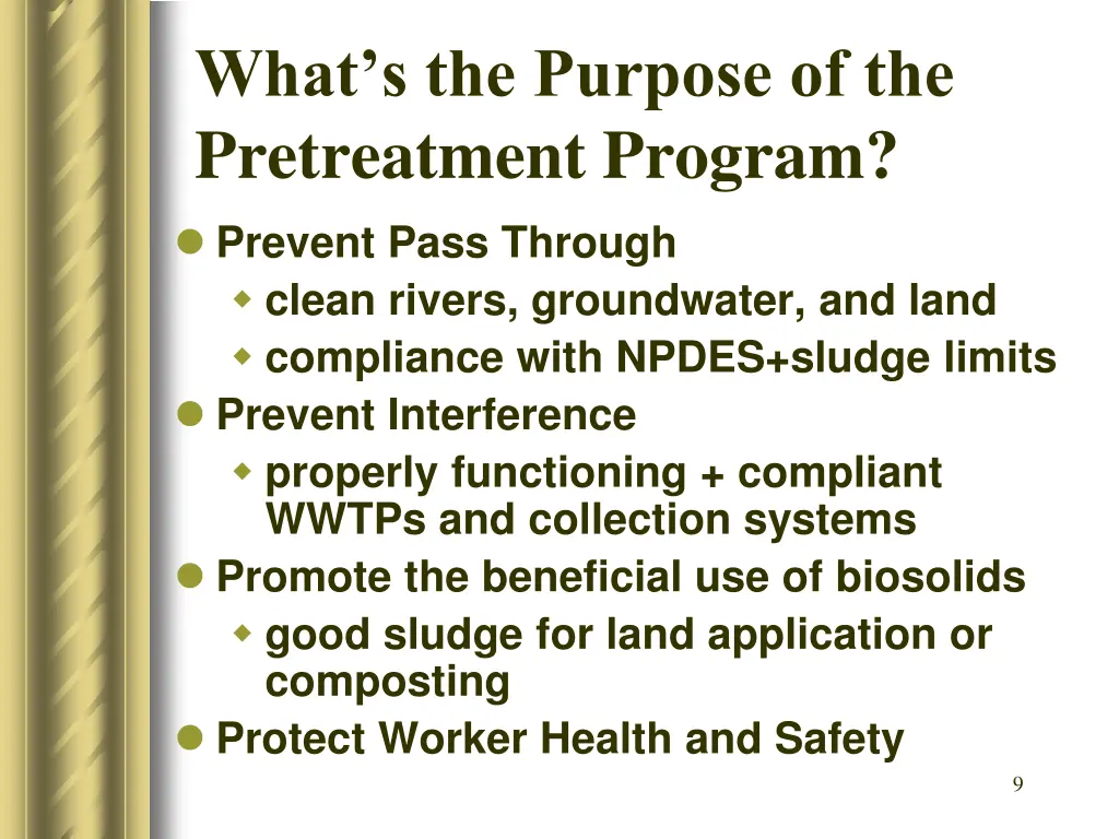 what s the purpose of the pretreatment program