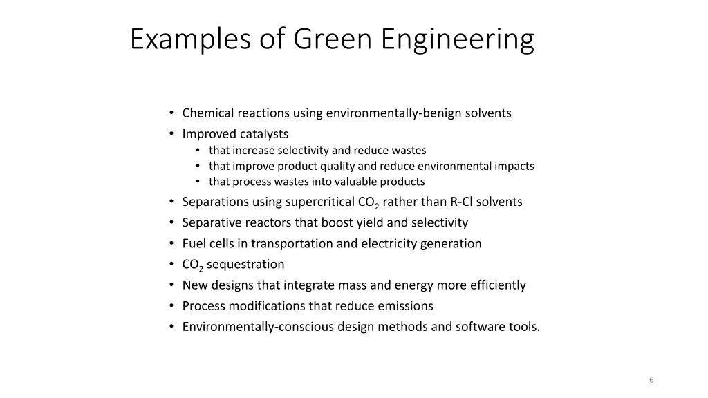 examples of green engineering