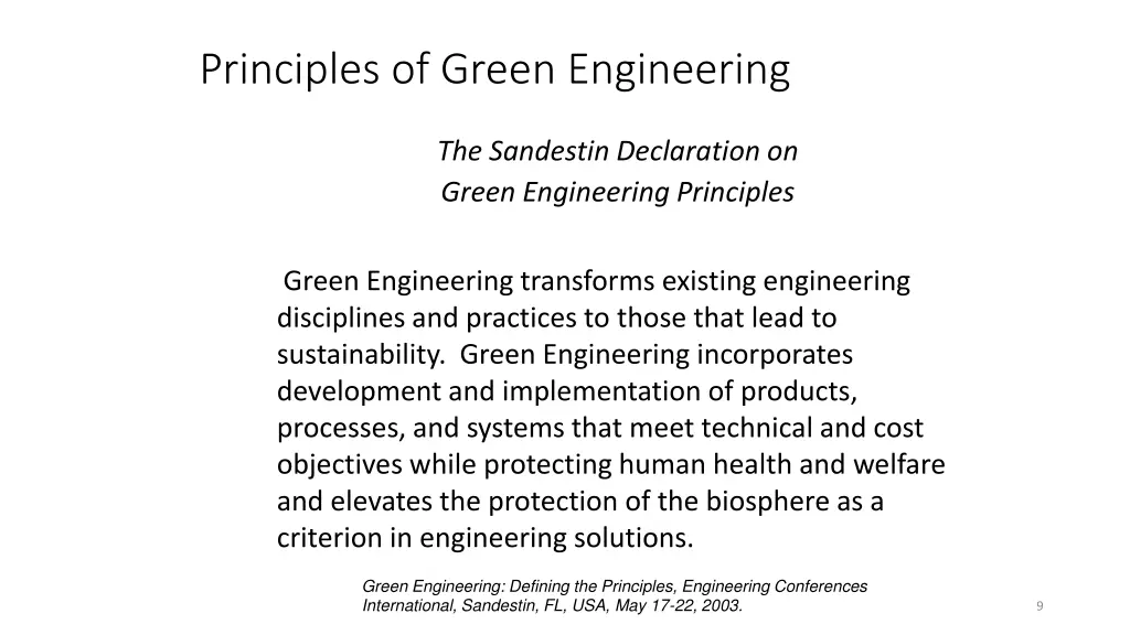 principles of green engineering