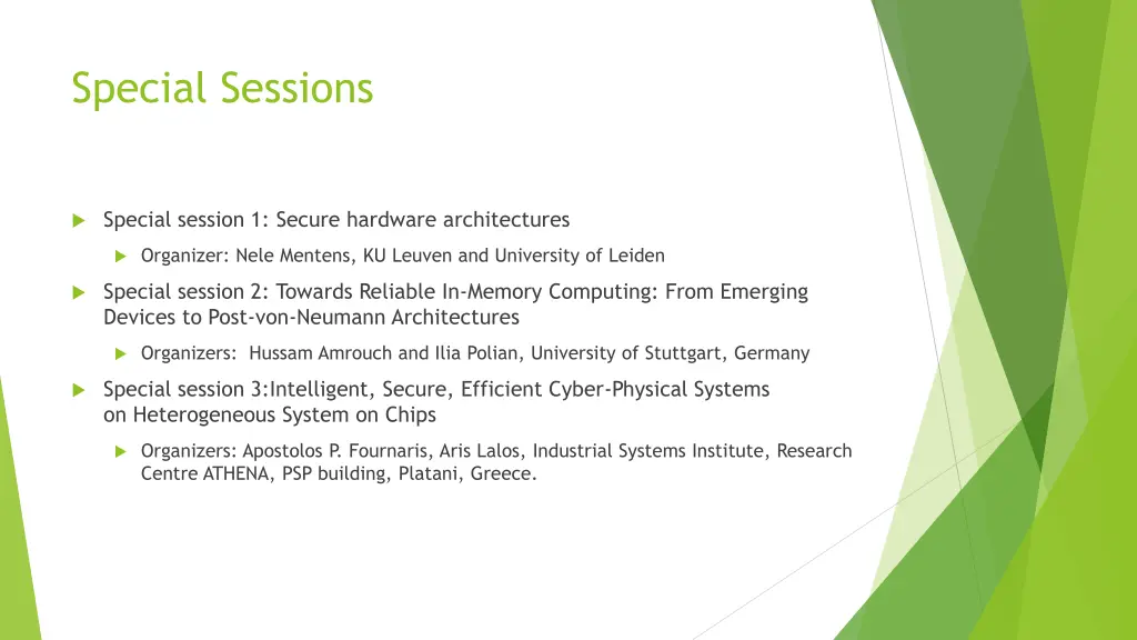 special sessions