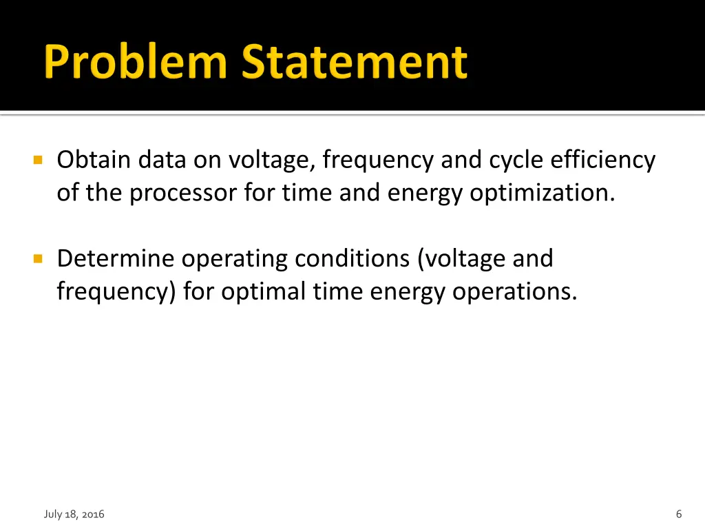 obtain data on voltage frequency and cycle