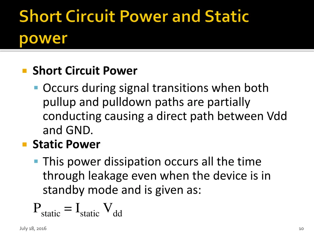short circuit power occurs during signal