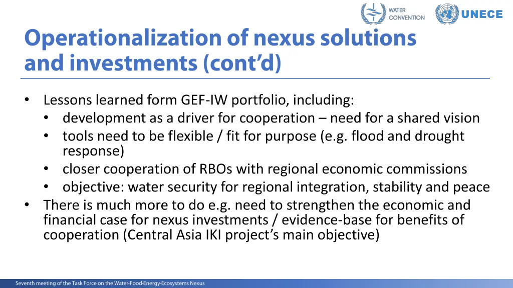 lessons learned form gef iw portfolio including