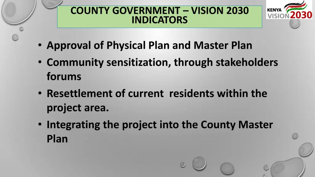 county government vision 2030 indicators
