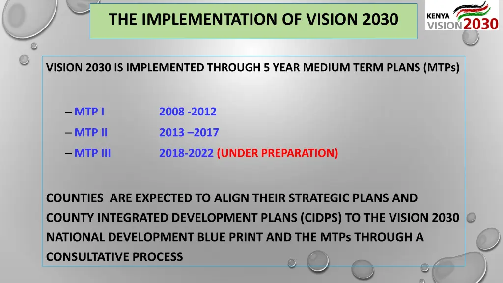 the implementation of vision 2030