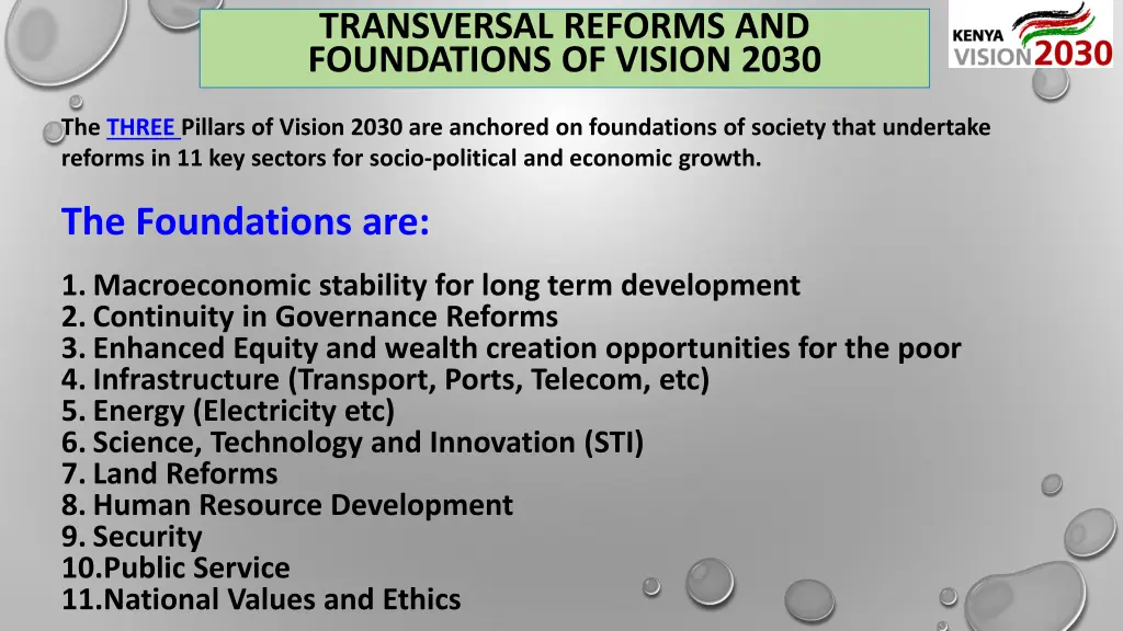 transversal reforms and foundations of vision 2030