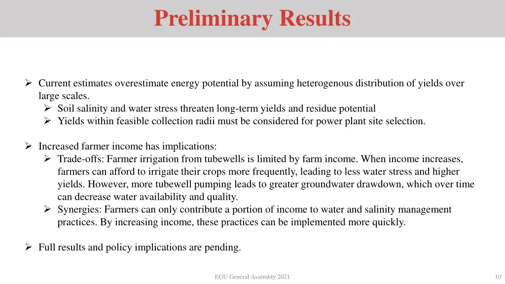 preliminary results