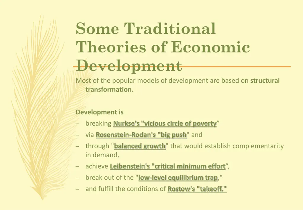 some traditional theories of economic development