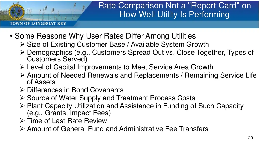 rate comparison not a report card on how well