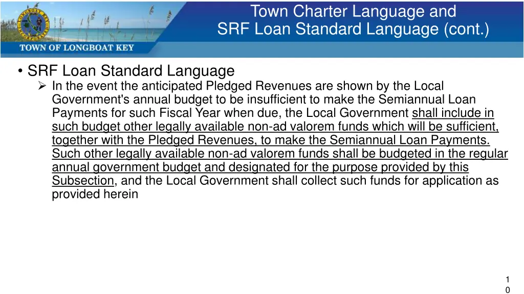 town charter language and srf loan standard 1