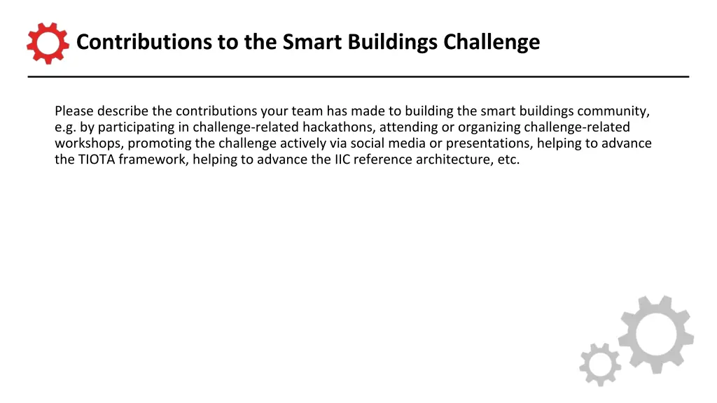 contributions to the smart buildings challenge