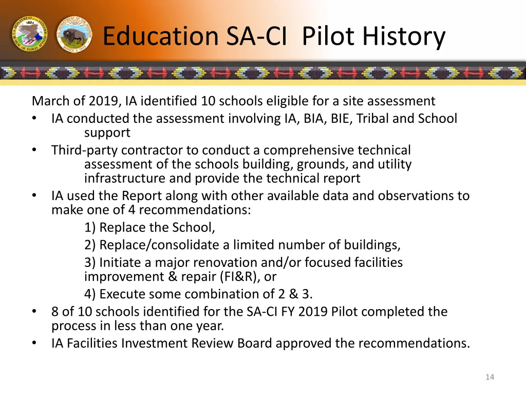 education sa ci pilot history