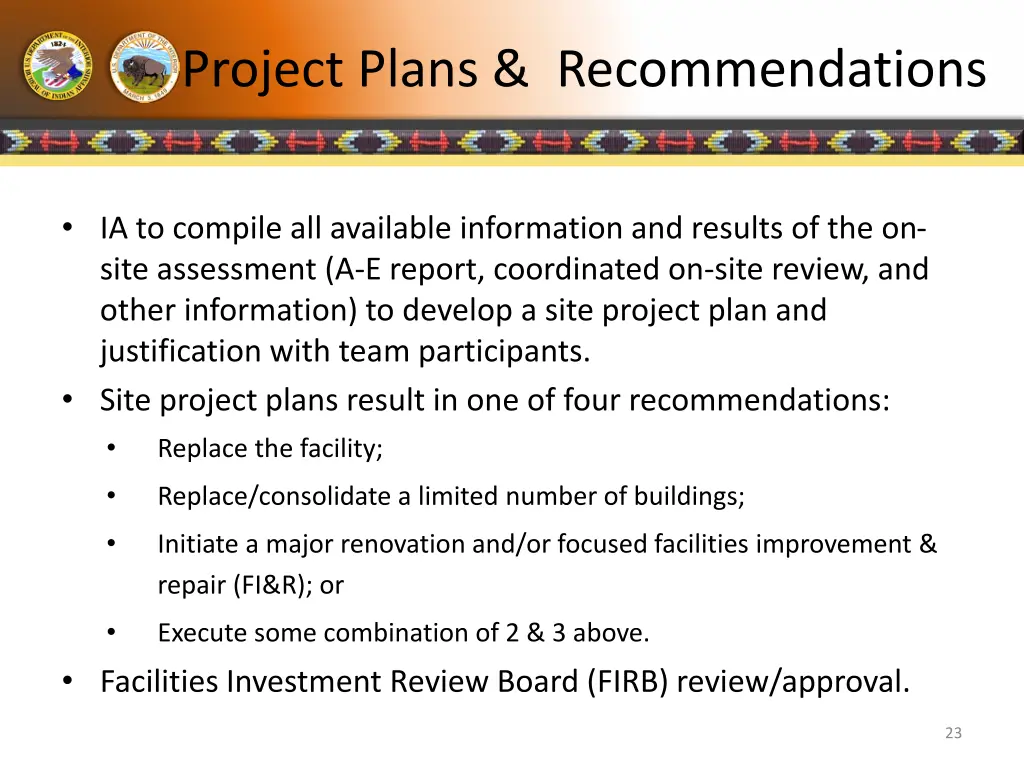 project plans recommendations