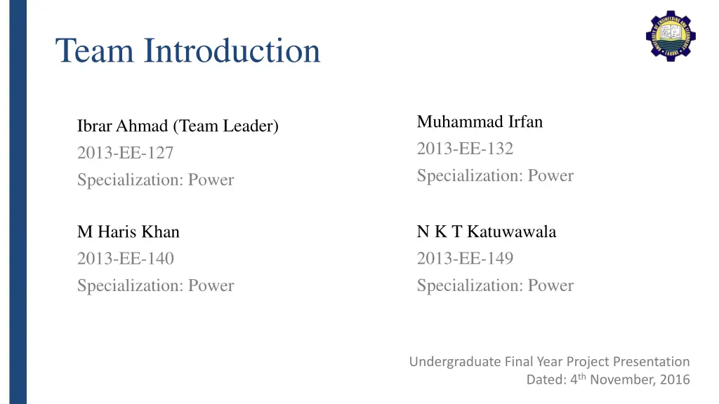 team introduction